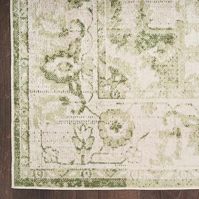 Nourison Home Astra Machine Washable Ivory Green 4' x 6' Area Rug - Easy Clean, Non Shedding, Bed Room, Living Room, Dining Room, Kitchen (4' x 6')