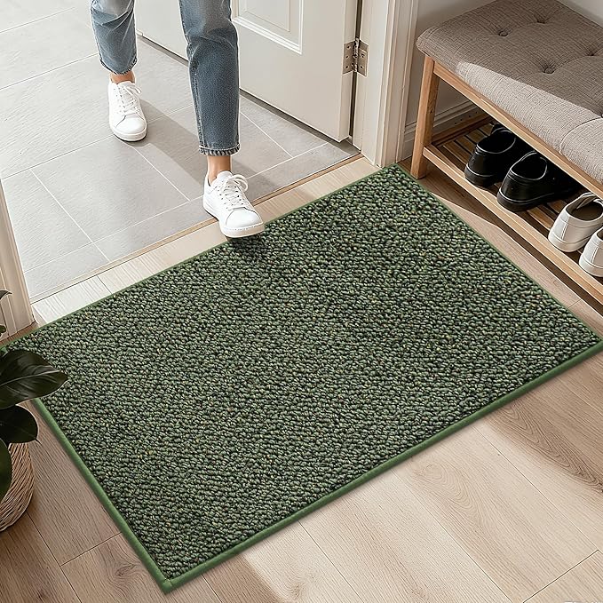 BEQHAUSE 2x3 Entryway Rug Indoor Door Mat Non-Slip Washable, Hallway Rugs Absorbent & Stain Resistant Hall Carpet Runner Rugs for Entryway, Front Door Floor Mats Laundry Room Rugs for Entry, Green