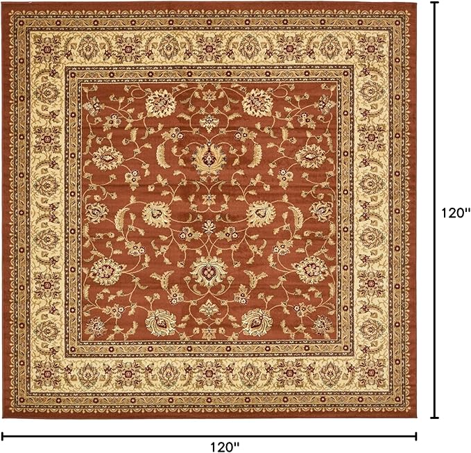 Unique Loom Voyage Collection Traditional Oriental Classic Intricate Design Area Rug (10' 0 x 10' 0 Square, Terracotta/Ivory)