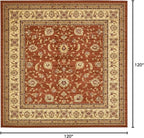 Unique Loom Voyage Collection Traditional Oriental Classic Intricate Design Area Rug (10' 0 x 10' 0 Square, Terracotta/Ivory)