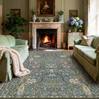 Kokia Boho Vintage Floral Area Rugs, Washable Oriental Botanical Rugs for Living Room, Bedroom, Dining Room, Office, Large Soft Indoor Area Rug, Sage Green，9x12