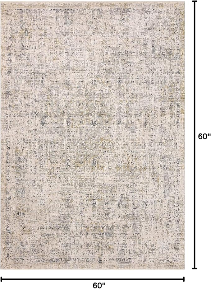 Loloi Amber Lewis Alie Collection ALE-02 Sand/Sky 5'-3'' x 5'-3'', .13'' Pile Height, Round Area Rug