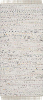 SAFAVIEH Rag Rug Collection Accent Rug - 2'3" x 5', Ivory & Multi, Handmade Boho Stripe Cotton, Ideal for High Traffic Areas in Entryway, Living Room, Bedroom (RAR121G)