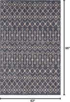 Unique Loom Outdoor Trellis Collection Area Rug - Tribal Trellis (5' 3" x 8' Rectangle, Charcoal Gray/ Natural)