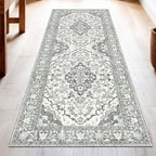 Washable Runner Rug 2.5x10 | Non Slip Rug Runners for Hallways, Entryways, Kitchens, Bathrooms, Bedrooms | Ultra-Soft Flannel Carpet Runners with Rubber Backing (Beige, 2.5x10)
