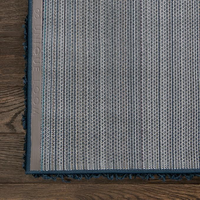 Unique Loom Solid Shag Collection Area Rug (2' 6" x 19' 8" Runner, Sapphire Blue/ Navy Blue)