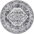 KOZYFLY Round Rug 6 Ft Rugs for Entryway Washable Circle Rug Non Slip Round Living Room Rugs Printed Faux Wool Round Dining Room Floor Carpet for Living Room, Entryway, Bedroom, Grey