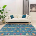 Alfa Rich 3x10 Moroccan Blue Washable Area Rugs for Living Room Hallway Kitchen Decor Cotton Runner