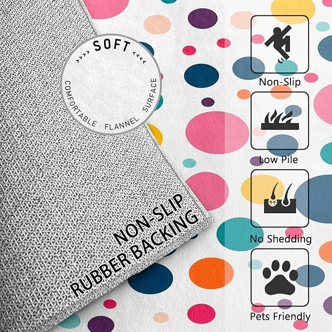 Polka Dots Rugs for Kids Room - 6x9 ft, Polka Dot Rug, Colorful Dots Living Room Rug, Multicolor Geometric Washable Area Rugs for Bedroom, Kids Nursery Playroom Home Decor & Gifts