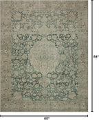 Loloi Magnolia Home by Joanna Gaines Sinclair Collection SIN-05 Jade/Sand 5'-0" x 7'-0", .25" Pile Height, Machine Washable, Area Rug