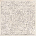 Unique Loom Isabella Collection Area Rug - Adjani (5' 1" Square, White/ Blue)