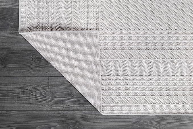 Micro Loop Indoor Rug White 8x10 Boho Geometric Neutral Area Rugs for Living Room Soft Luxury Modern Low and High Pile Durable Stain Resistant Non-Shedding Indoor Area Carpet 8 x 10