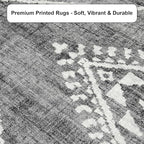 ReaLife Rugs Machine Washable Area Rug Runner - Living Room Bedroom Bathroom Kitchen Entryway Office - Padded Low Pile Stain Resistant Premium - Moroccan Diamond Tribal - Jax - Gray 2'6" x 10'