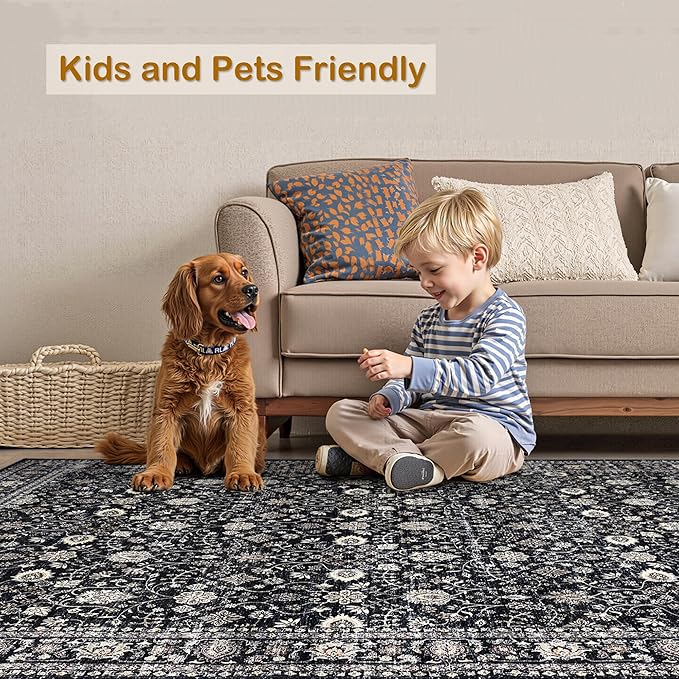 2x6 Area Rug,Boho Vintage Oriental Washable Rugs,Collapsible Area Rug for Bedroom, Entryway, Kitchen, Bathroom