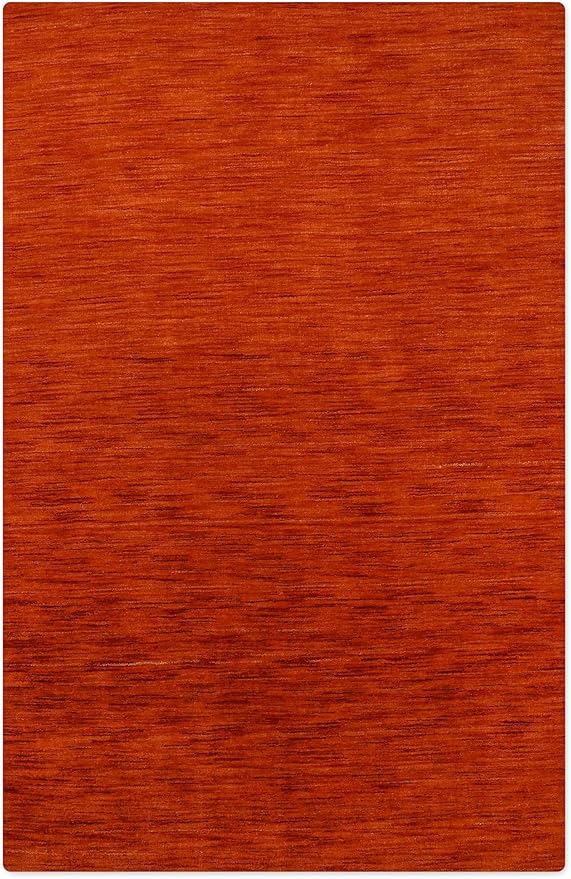 Hand Knotted Loom Wool ECO-Friendly Area Rugs - 8'x10', Rectangle, Light Red Color, Solid Plain Design, High Pile Handmade Anti Skid Area Rugs for Living Room, Bed Room (L00111)