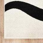Abani Abstract Beige/Black Area Rug - 9'x12' - Modern Curved Line Design - Deco Collection - Easy to Clean - Durable for High Traffic Areas - Living Room, Dining Room - Medium Pile