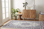 Home Dynamix Premium Sakarya Traditional Medallion Border Area Rug, Silver, 5'2"x7'4" Rectangle