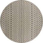 Unique Loom Outdoor Trellis Collection Area Rug - Tribal Trellis (13' Round, Gray/ Black)