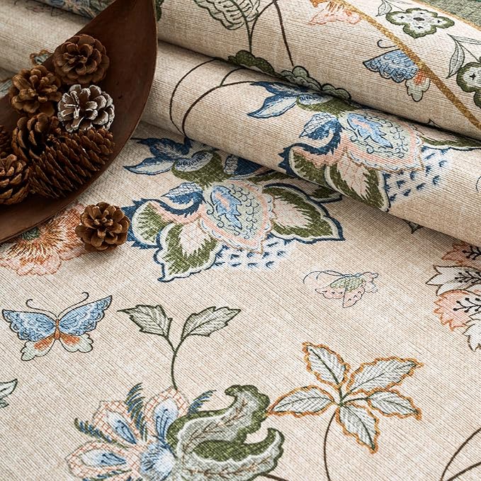 jinchan Elora 2x5 Floral Runner Rug for Hallway Washable Kitchen Runner Vintage Romance Design Non Slip Thin Indoor Floor Cover Low-Profile Throw Carpet for Entryway Bedroom Porch, Green/Beige