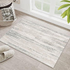 MUJOO Small Rug Washable,2x3 Area Rugs for Entryway Entry Entrance Bedroom Bathroom,Modern Abstract Low Pile Throw Rug,Front Door Mat Non Slip Accent Neutral Carpet Indoor Beige and Grey