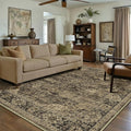 HUGEAR Retro Brown Area Rug 8x10 Machine Washable Living Room Rugs Distressed Vintage Floral Low Pile Carpet Bedroom Office Dining Room Laundry Room Non Slip Soft Lightweight