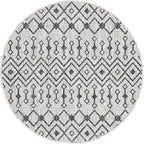 Unique Loom Outdoor Trellis Collection Area Rug - Tribal Trellis (3' 3" Round, Gray/ Black)