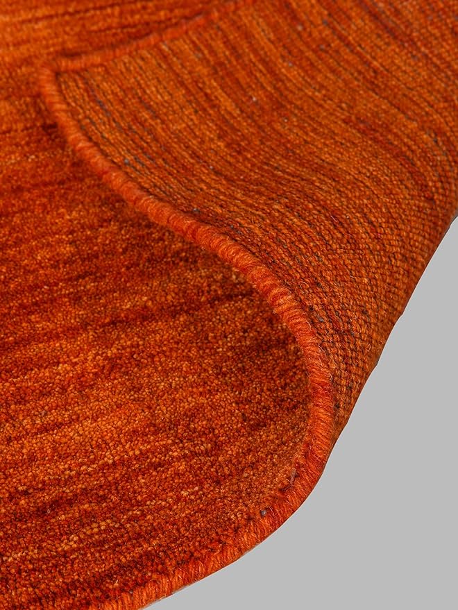Hand Knotted Loom Wool ECO-Friendly Area Rugs - 8'x10', Rectangle, Light Red Color, Solid Plain Design, High Pile Handmade Anti Skid Area Rugs for Living Room, Bed Room (L00111)