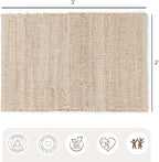 REDEARTH · Jute Cotton Area Rug - 2'x3' Rectangular Rug, Sustainable Handwoven, Non-Shedding, Soft & Durable – Reversible, Neutral Tones for Home Décor in Living Room, Dining Room, Bedroom, Set of 2