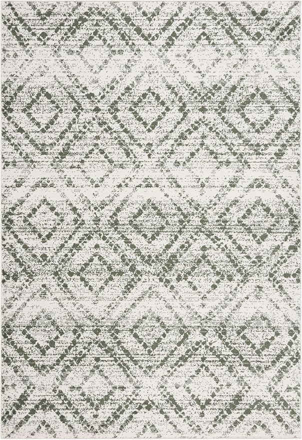 SAFAVIEH Adirondack Collection Area Rug - 3' x 5', Ivory & Dark Green, Geometric Design, Non-Shedding & Easy Care, Ideal for High Traffic Areas in Living Room, Bedroom, Dining (ADR131W-3)