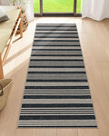 Lahome Striped Easy Jute Runner, 2x6 Kitchen Runner Rug Non Slip Washable Outdoor Rug for Entryway Indoor, Farmhouse Indoor Outdoor Black Carpet for Hallway 6ft Entry Front Door