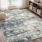 GENIMO 4x6 Rug for Entryway Washable Area Rug, Modern Abstract Small Rugs for Entrance Living Room, Bedroom Beside Rugs, Non-Slip Low Pile Lightweight Soft Carpet, Navy Blue