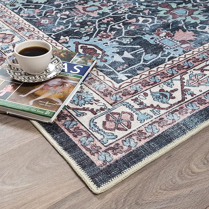 Fame Rugs Turkish Rug. Washable Vintage Oriental Antique Inspired Traditional Doormat Small Modern Area Rugs Luxury Entryway Entry Bedroom Bathroom Kitchen (409CN, 2' x 3')