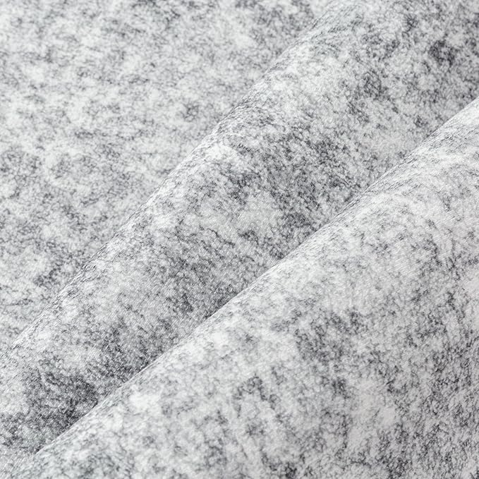 3x5 Area Rug Washable Vintage Entryway Living Room Carpet Indoor Office Non Slip Grey Entrance Distressed Low Pile Retro Accent Throw Rug for Dining Room Bathroom Bedroom Laundry