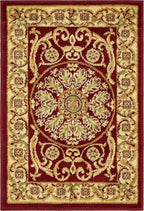 Unique Loom Versailles Collection Traditional Classic Medallion Floral Motif Area Rug (2' 2 x 3' 0 Rectangular, Burgundy/ Ivory)