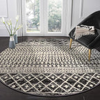 Boho Round Rug 5ft, Soft Non-Slip Distressed Circle Kitchen Mat Dining Room Rug, Washable Retro Living Room Area Rug Throw Carpet for Bedroom Kids Room Entryway