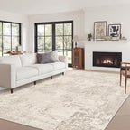 Art&Tuft Washable Rugs 5x7, Abstract Area Rugs for Living Room - Non Slip and Low Pile Soft Thin 5x7 Rug for Bedroom, Dining Room, Kitchen, Office, Beige