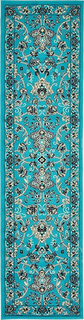 Unique Loom Sialk Hill Collection Area Rug - Washington (2' 2" x 8' 2" Runner Turquoise/Black)
