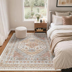 zesthome 3x5 Area Rug Ultra Soft Washable Rug, Non Slip Area Rug Indoor Entrance, Stain Resistant Rugs for Living Room Bedroom Vintage Home Decor (Orange,3'x5')