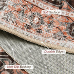 XWZO Washable Hallway Runner Rug 2x8ft — Non-Slip Low Pile Area Rug with Rubber Backing, Spill Resistant Soft Vintage Floor Carpet Runner for Kitchen Entryway Doorway Bedroom Corridor, Brick Red