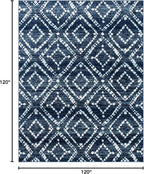 SAFAVIEH Adirondack Collection Area Rug - 10' Square, Navy & Ivory, Modern Diamond Distressed Design, Non-Shedding & Easy Care, Ideal for High Traffic Areas in Living Room, Bedroom (ADR131N)