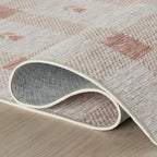 Dash & Albert Zale Peach Machine Washable Rug, 4 X 6 Feet, Oranges/White Plaid Pattern
