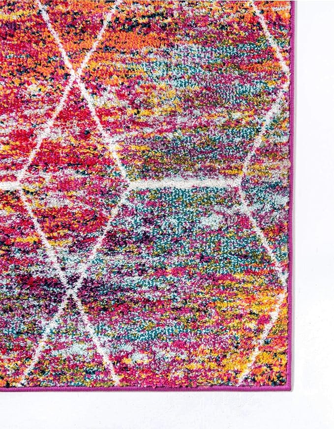 Unique Loom Trellis Frieze Collection Area Rug - Geometric (7' Square, Multi/ Ivory)
