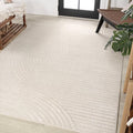 JONATHAN Y Hallie High-Low Curve Ivory/Cream Indoor/Outdoor Area Rug, 10x14, Minimalist, Pet Friendly, Non-Shedding, Stain Resistant, Hose-Washable for Backyard, Patio, Porch (SCN100B-14)