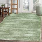 Dark Green Rug 5x7 for Dining Room Under Table Low Pile Non Slip Washable Area Rugs for Bedroom Aesthetic Abstract Olive Green Floor Carpet for Living Room 5 x 7
