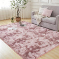 Andency Soft Area Rugs for Living Room Bedroom, 5x8 Fluffy Shaggy Bedside Rug, Non-Slip Large Shag Fuzzy Plush Carpets for Bedroom Kids Dorm Nursery Home Decor Aesthetic, Tie-Dyed Dusty Pink