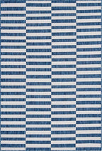 Unique Loom Outdoor Striped Collection Area Rug - Striped (6' 1" x 9' Rectangle, Blue/Ivory)