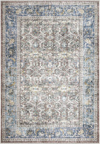 Bloom Rugs Caria Washable Non-Slip 4x6 Rug - Blue/Red Brown Traditional Area Rug for Living Room, Bedroom, Dining Room, and Kitchen - Exact Size: 4' x 6'