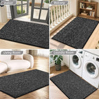 BEQHAUSE Dirt Trapper Door Mat 32" x 48", Non-Slip Washable Doormats Entrance Mat, Dirt Resistant and Absorbent Welcome Mat, Low Profile Floor Mats for Front Back Door and Entryway, Black