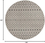 Unique Loom Outdoor Trellis Collection Area Rug - Tribal Trellis (10' 8" Round, Gray/ Black)