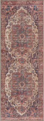 Bloom Rugs Washable 10 ft Runner - Beige/Terracotta Traditional Runner for Entryway, Hallway, Bathroom, and Kitchen - Exact Size: 2.5' x 10'